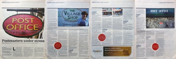 Pages from May 2009 issue of Computer Weekly that told the story of seven subpostmasters who were experiencing unexplained losses, revealing to others that they were not alone and that the Post Office was lying to them