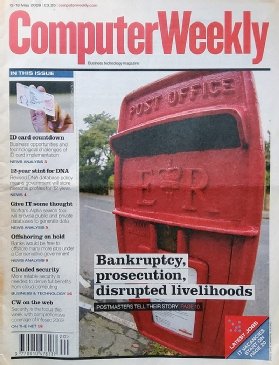 Picture of Computer Weekly cover from May 2009 when it first reported on the problems subpostmasters were having with the Horizon IT system