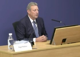 Photo of Nigel Railton, interim chair of the Post Office, during the Post Office Horizon IT Inquiry